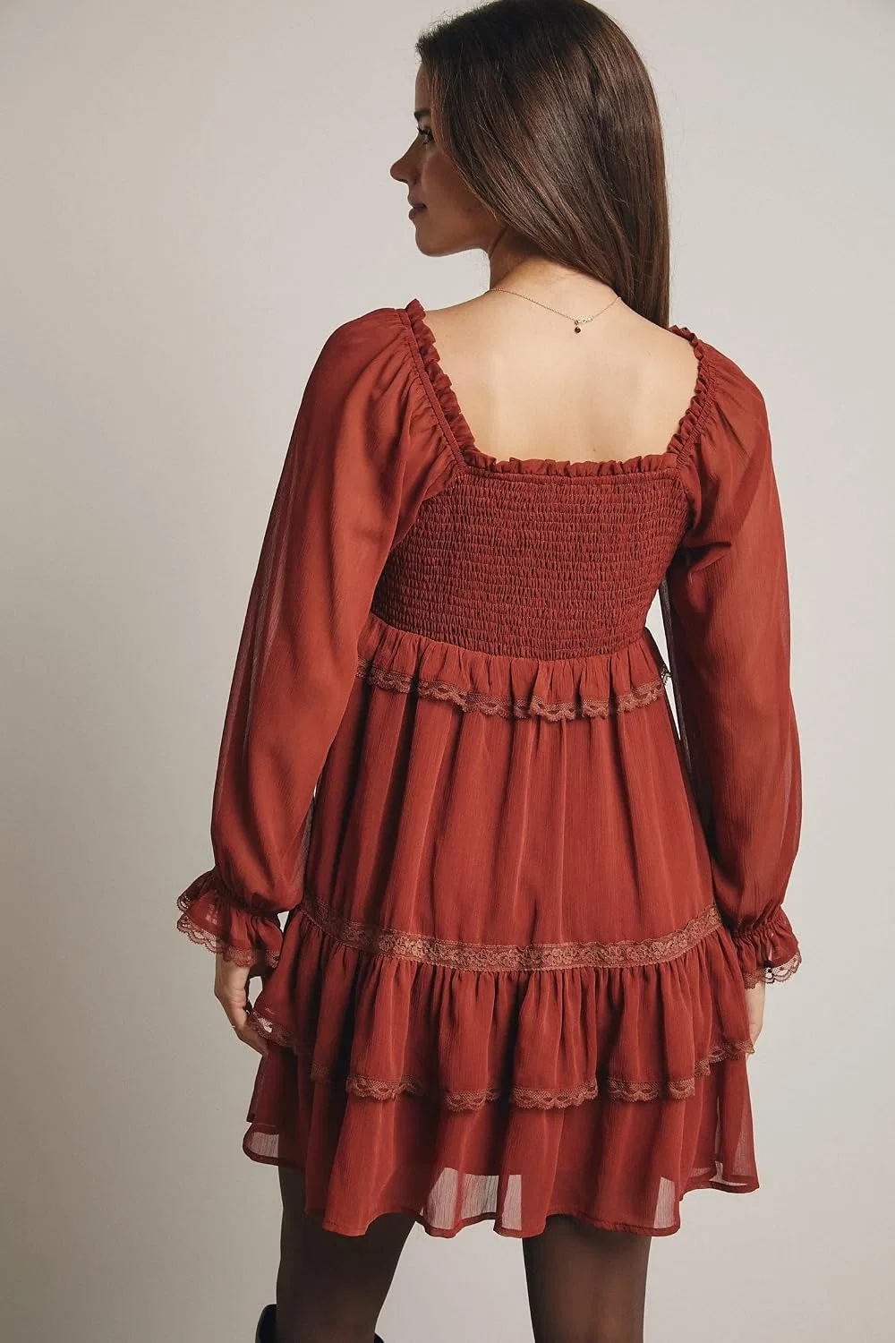 Женское мини-платье богемное Tiered Boho Mini Dress, Refer to Image — фото 3