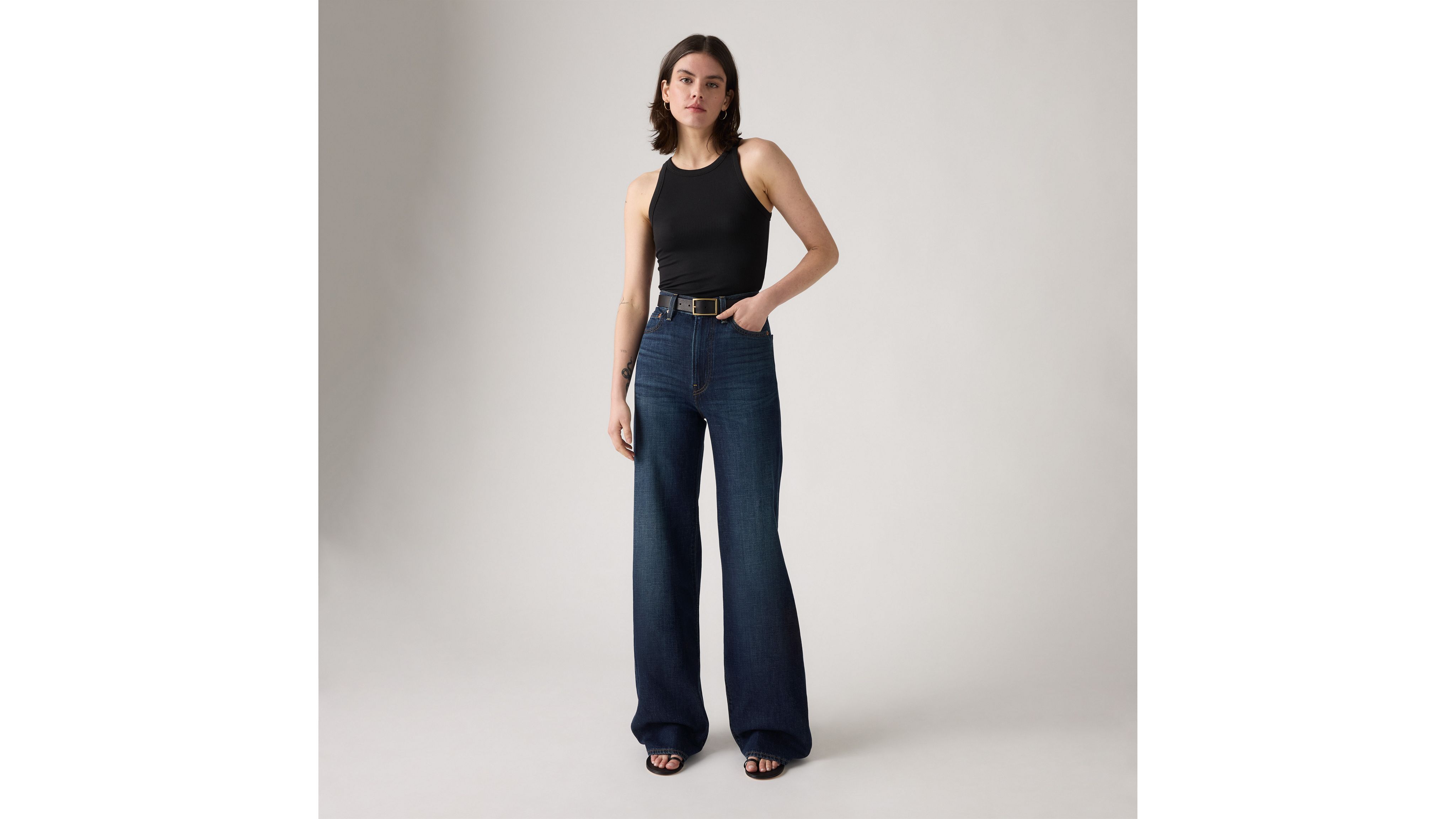 

Женские джинсы Ribcage Wide Leg Linen+ Denim Levi's, Do You Mind - Dark Wash