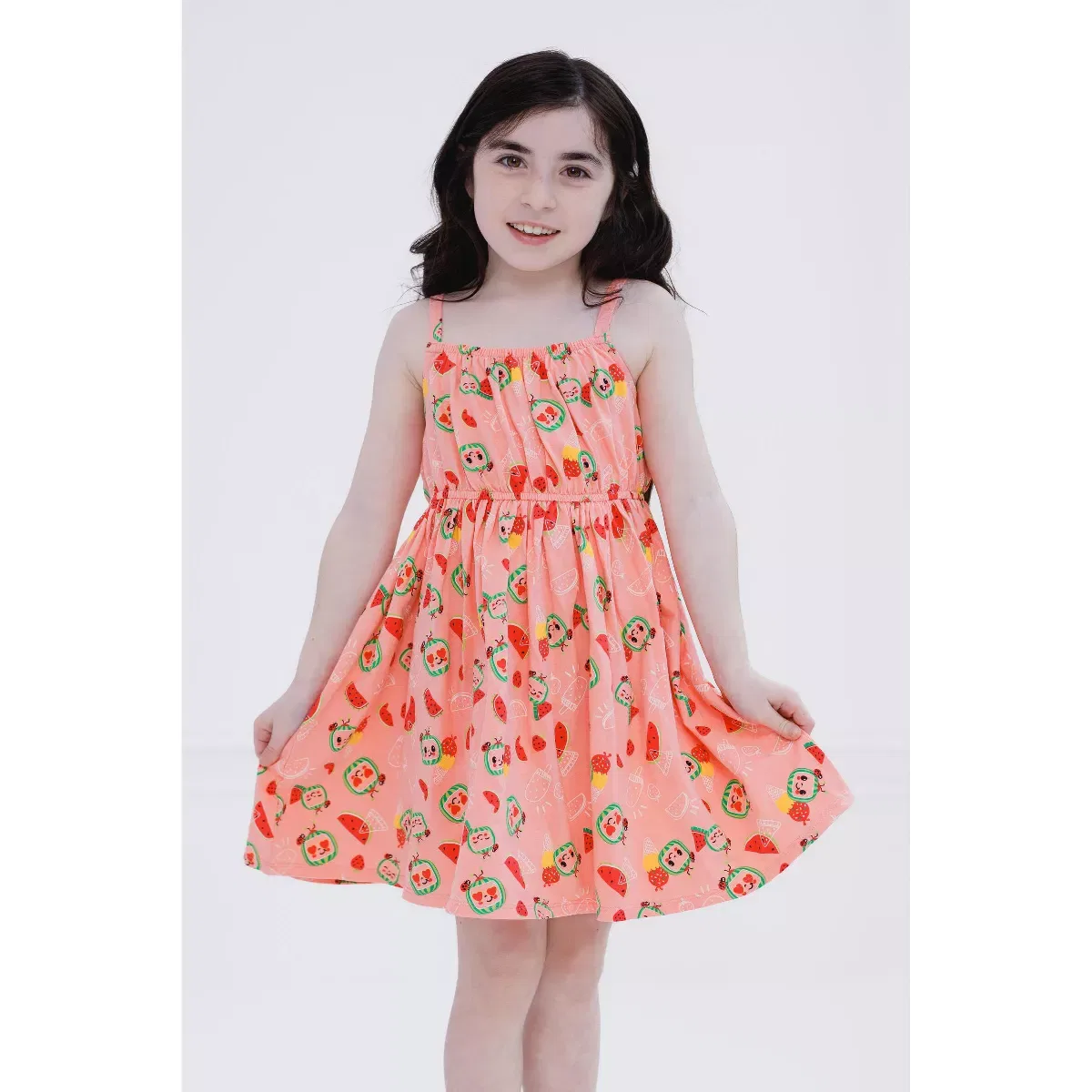 Детское платье для девочек без рукавов CoComelon Square Neck Cami Dress, Coral Pink — фото 2