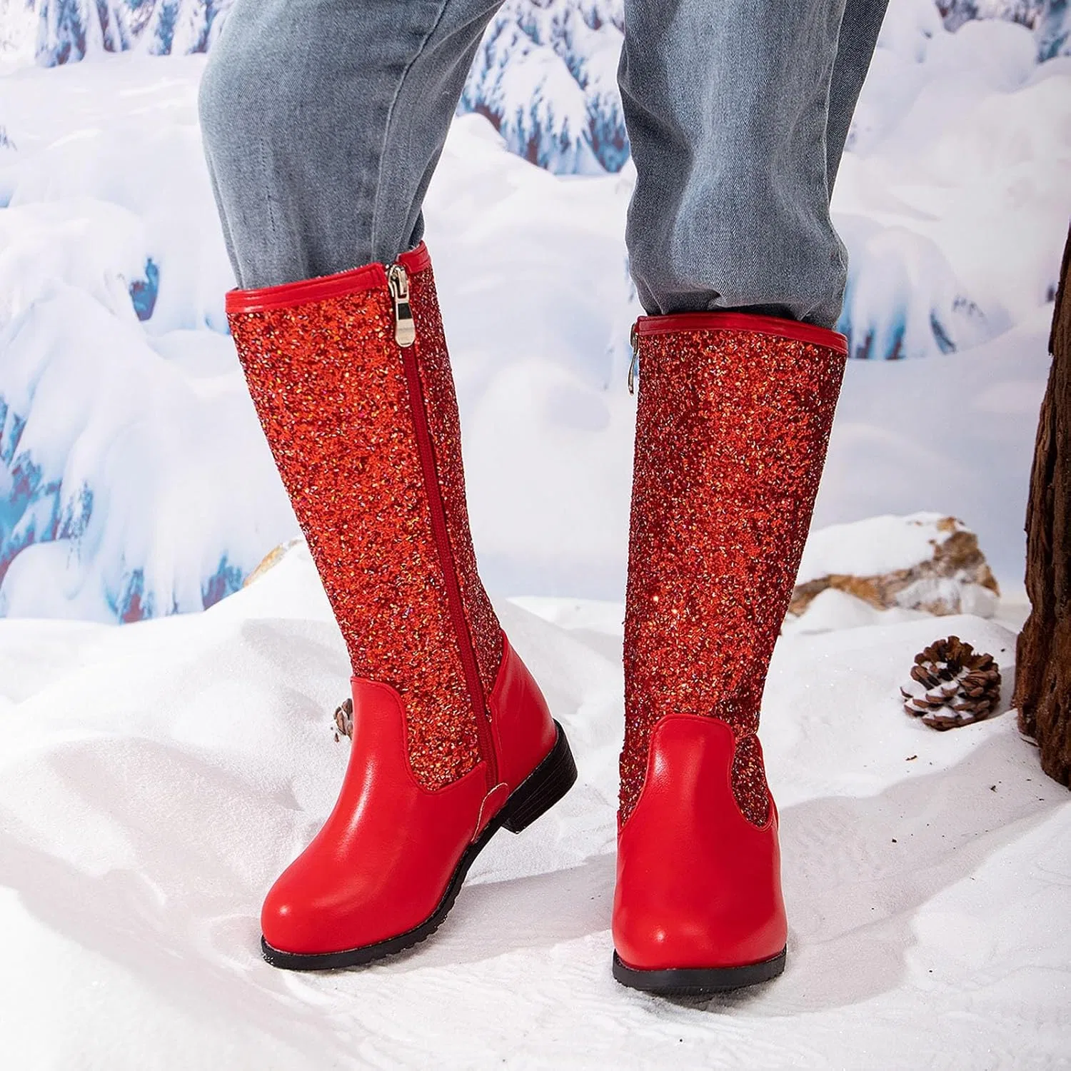 Детские сапоги для девочек с цветочным принтом Cowgirl Western Boots, Red — фото 4