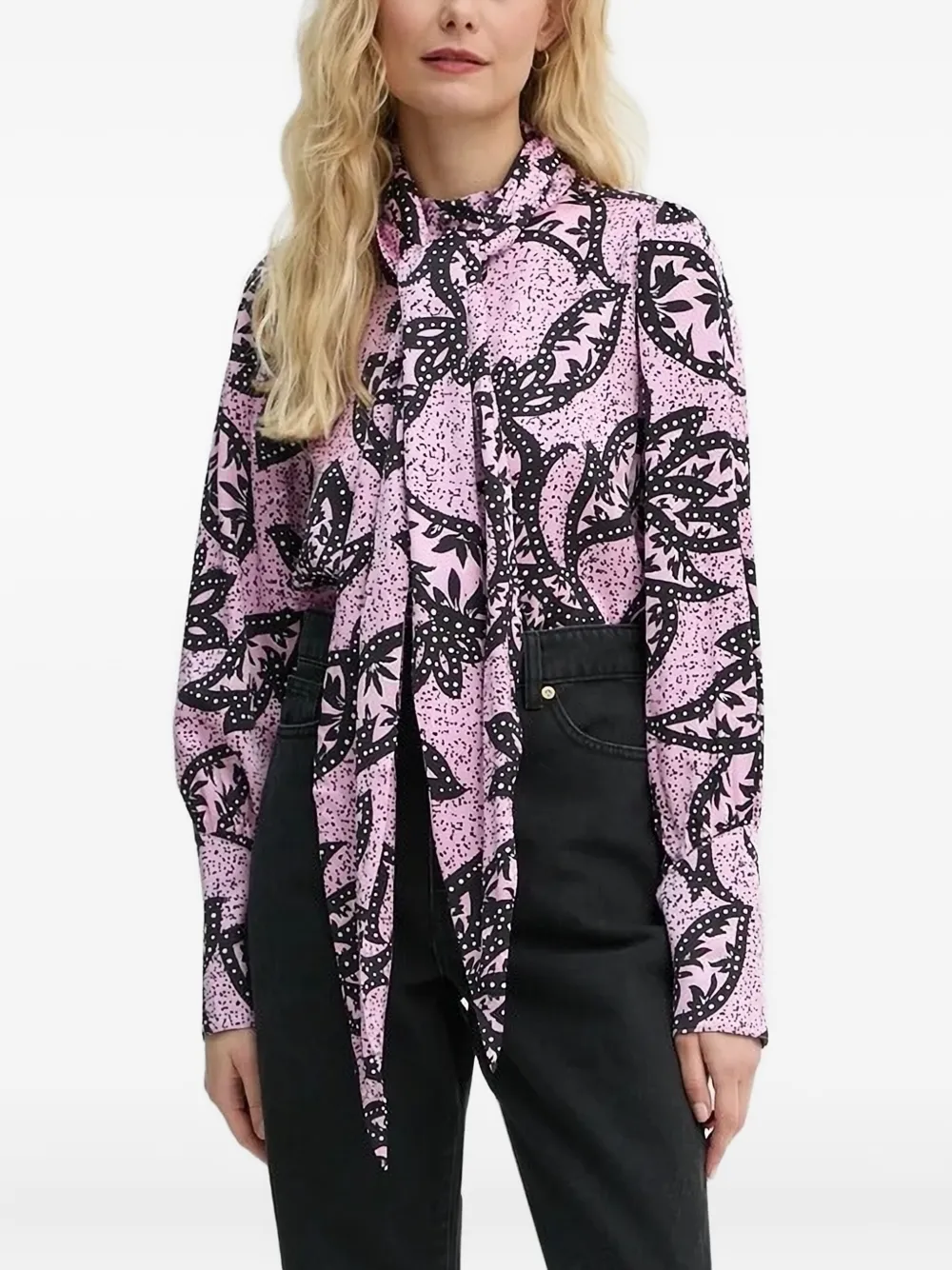 

Блузка с завязками и принтом Bruuns Bazaar, розовый