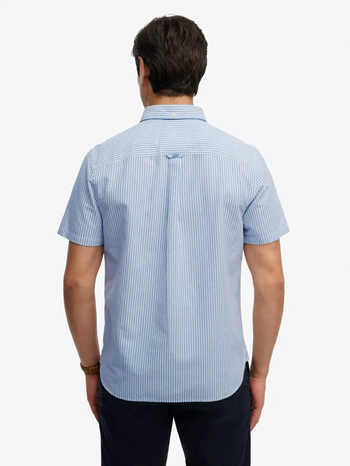 Рубашка повседневная Oxford с коротким рукавом Superdry, Blue Pinstripe — фото 4