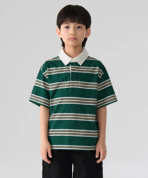 Детская футболка-поло с длинным рукавомMUSINSA STANDARD KIDS, Green