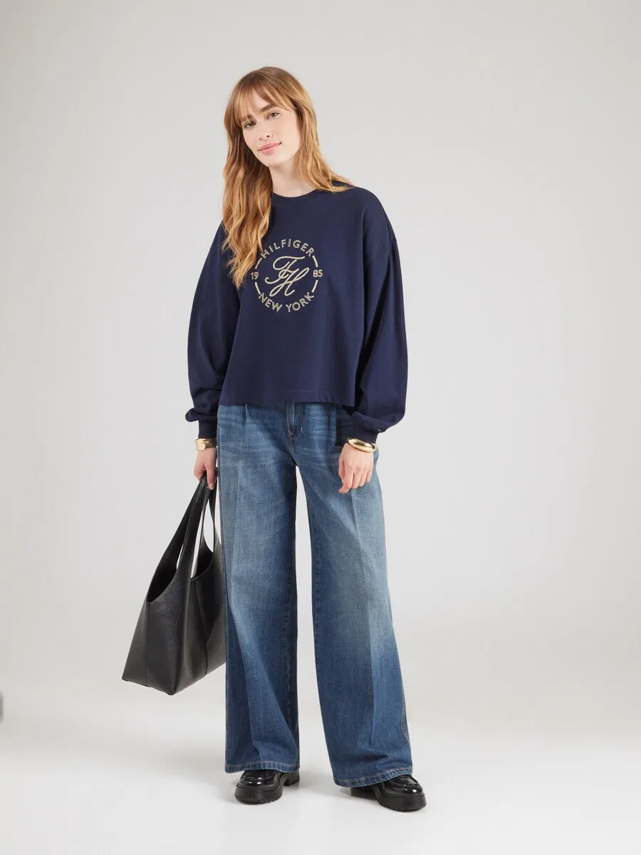 Футболка TOMMY HILFIGER 'ROUNDAL' темно-синего цвета — фото 4