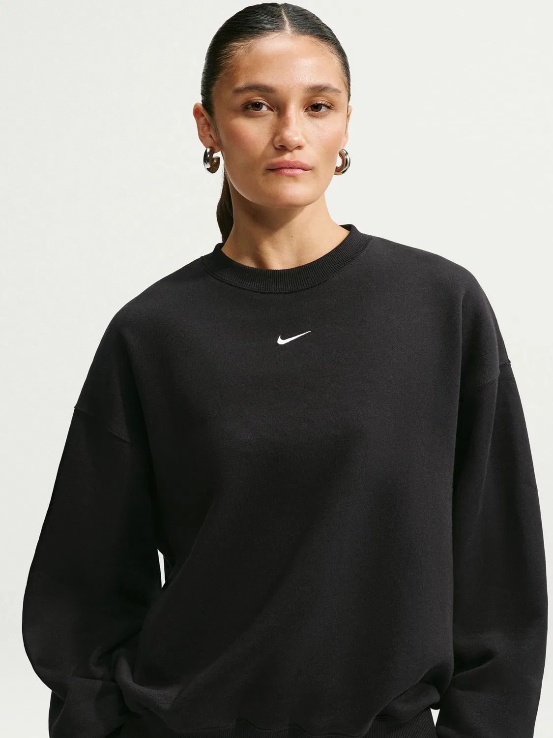Большой флисовый спортивный топ с круглым вырезом Nike Total Black Studio