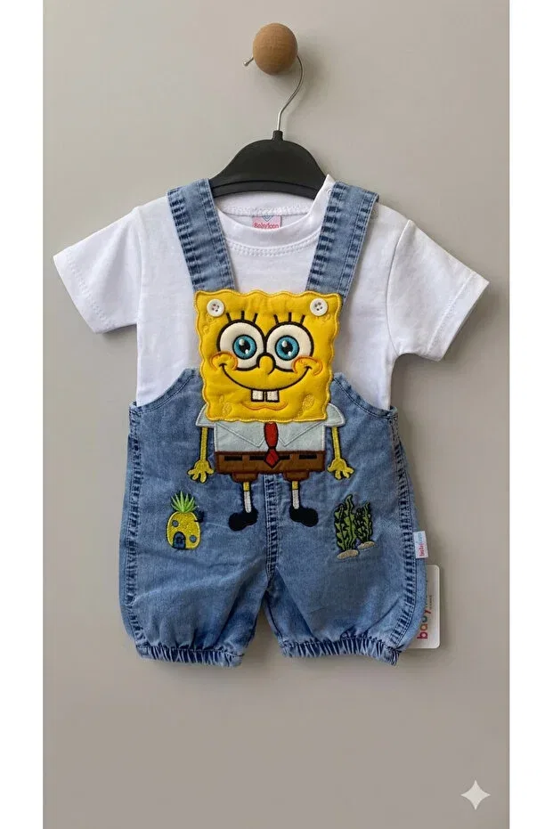 Детский джинсовый комбинезон с принтом Sponge Bob Bebexo Kids, Blue — фото 3
