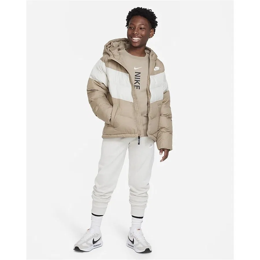 Детский утепленный худи-бомбер Nike Sportswear Synthetic-Fill Full-Zip Hoodie, Бежевый — фото 2
