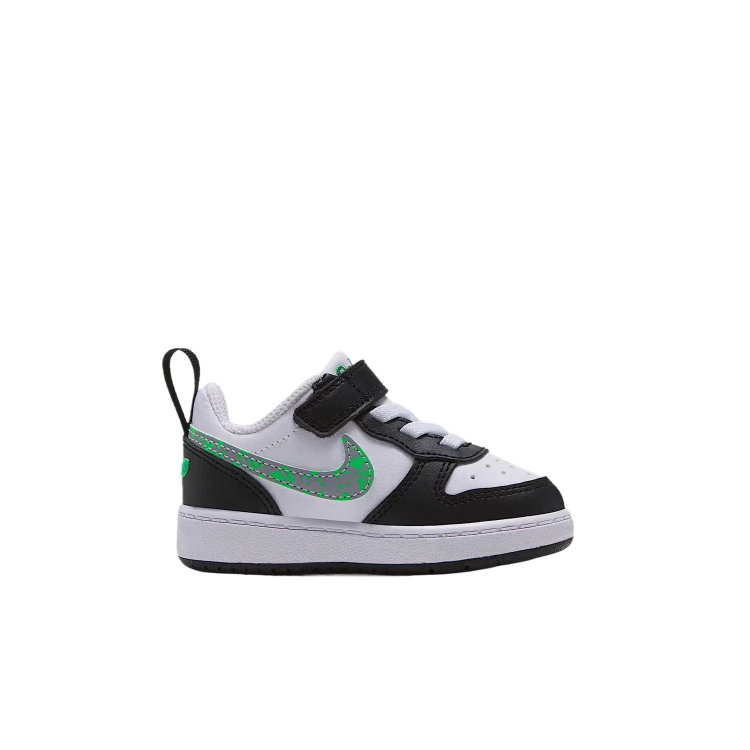 Детские кроссовки для мальчиков Nike Court Borough, White/Black/Bright Green/Metallic Silver — фото 3