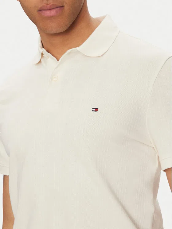 Поло regular fit Vertical Tommy Hilfiger, желтый — фото 4