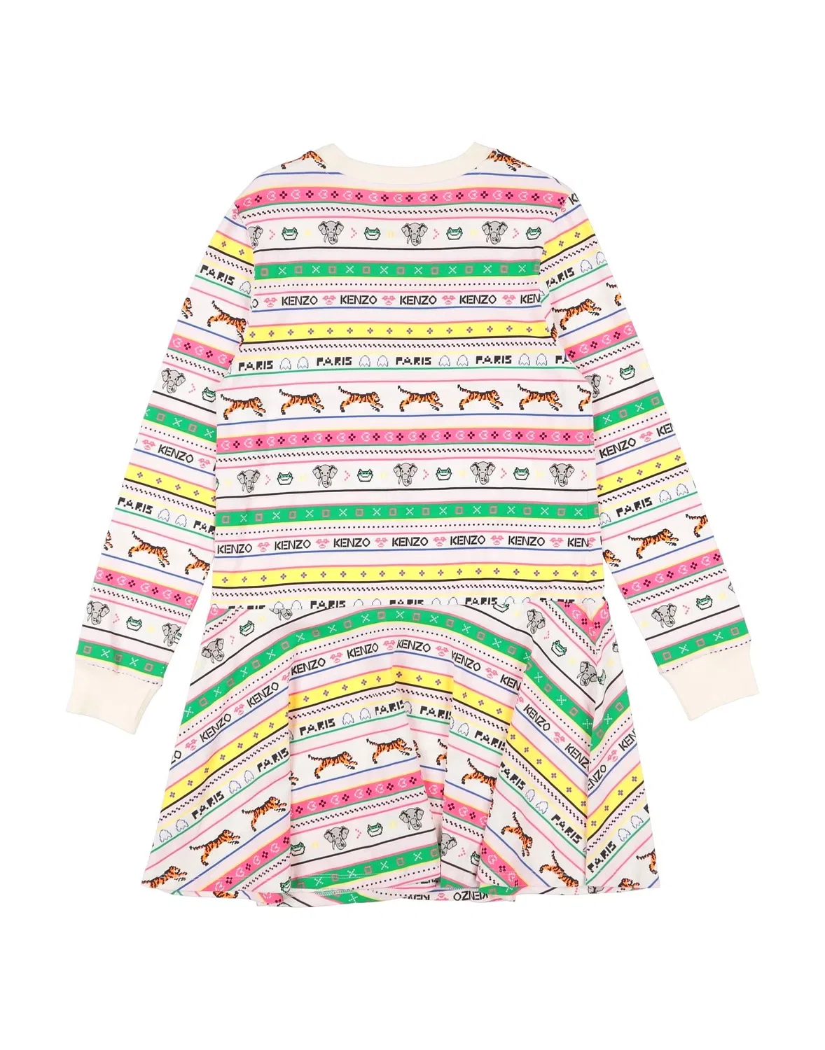 Детское платье для девочек с логотипом Kenzo Kids, айвори — фото 2