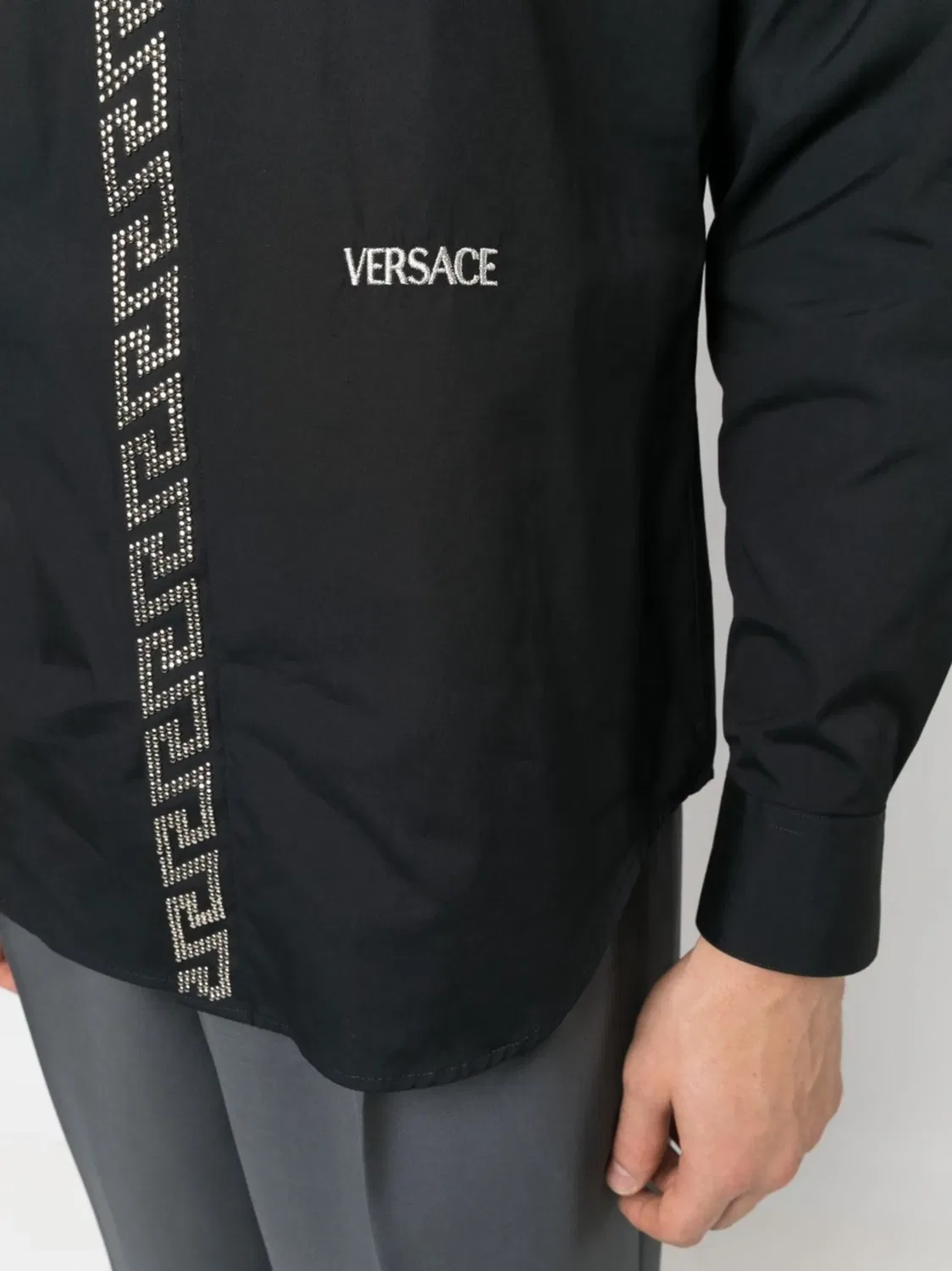 Рубашка Greek Key черная хлопковая Versace, черный — фото 2