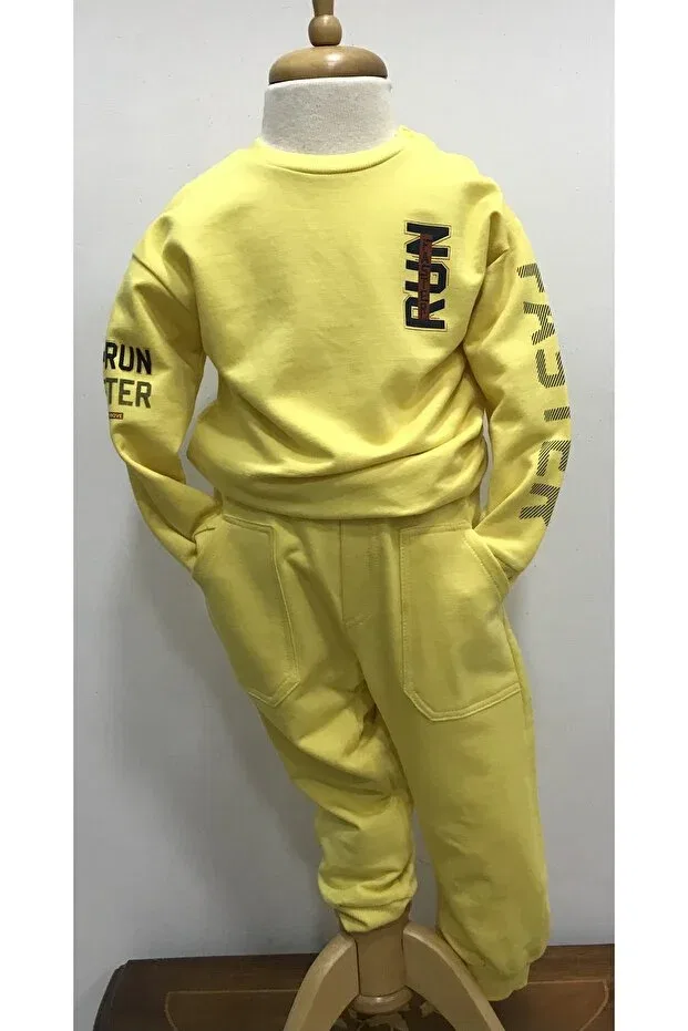 Детский спортивный костюм для мальчиков с графическим принтом Çikoby, Yellow