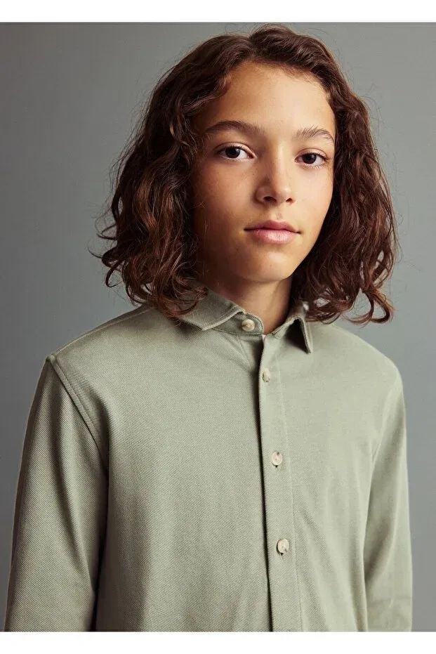 Детская рубашка для мальчиков хлопковая Mango Kids, Green