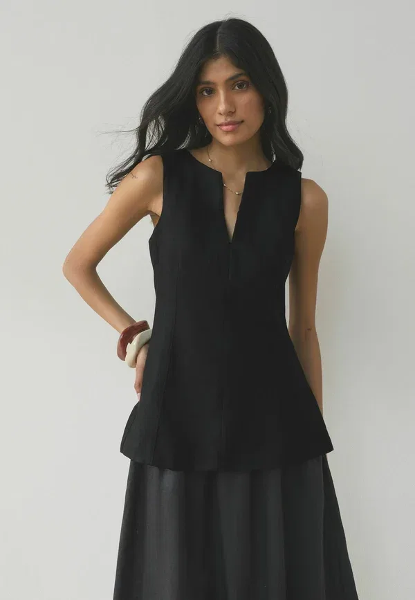 Блуза из вискозы с льном Next Black, черный