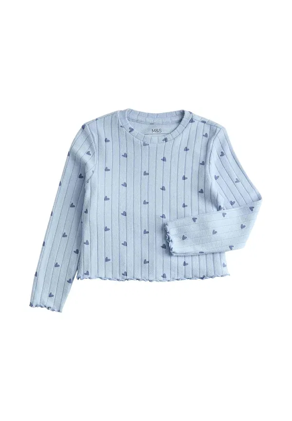 Пижамный комплект с принтом Ribbed heart set Marks & Spencer Mix, синий — фото 4