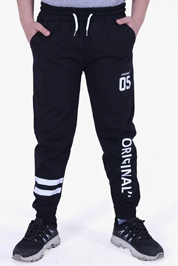 Детские спортивные штаны для мальчиков с принтом Original text printed Fyk Kids, Black — фото 2
