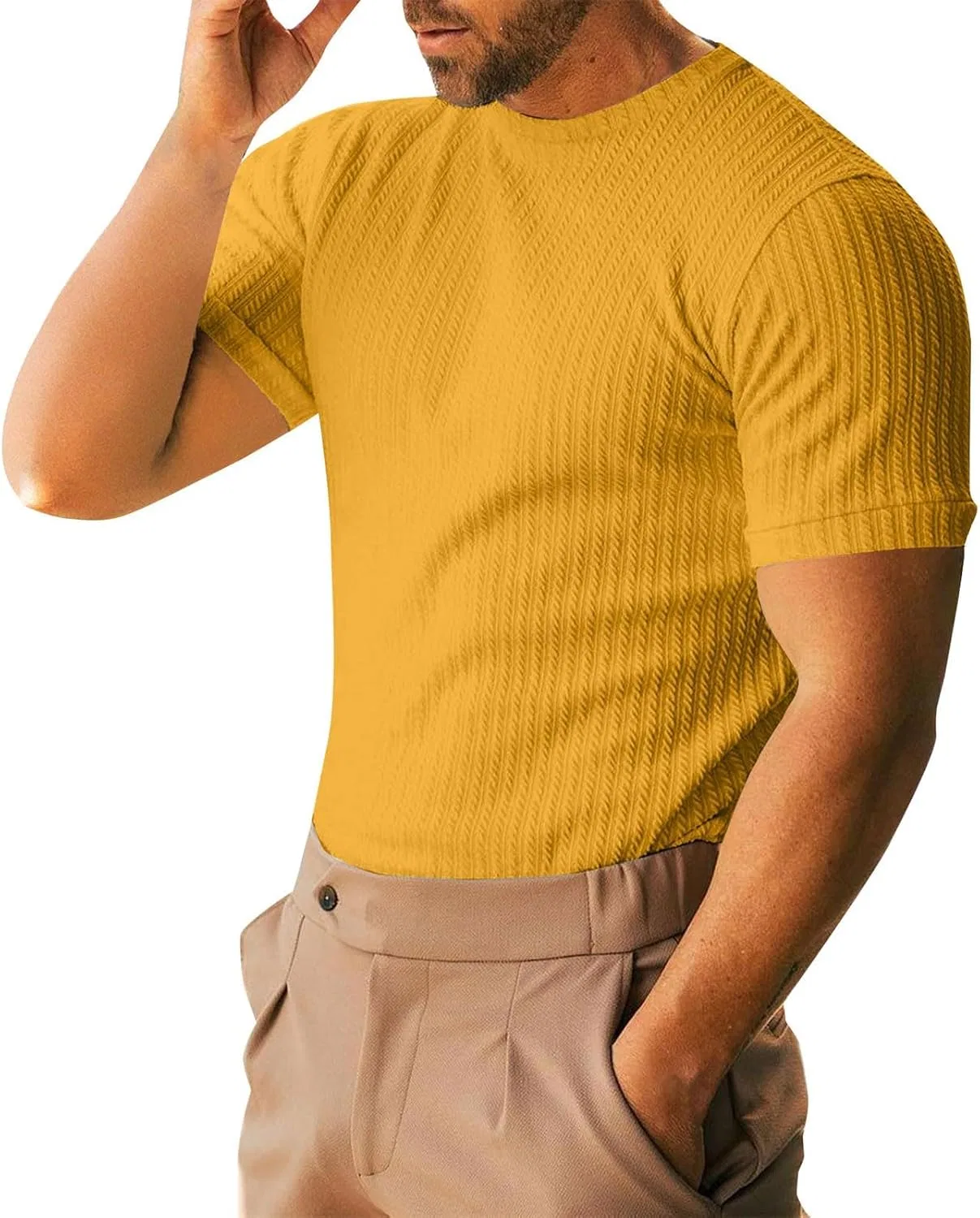 Мужская майка с рельефной текстурой Muscle T Shirts, Yellow