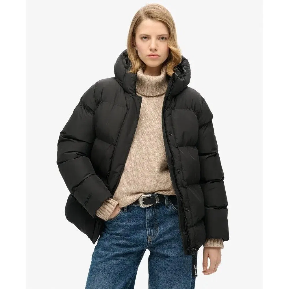Женская утепленная куртка с капюшоном Five Baffle Sports Superdry, Schwarz — фото 2