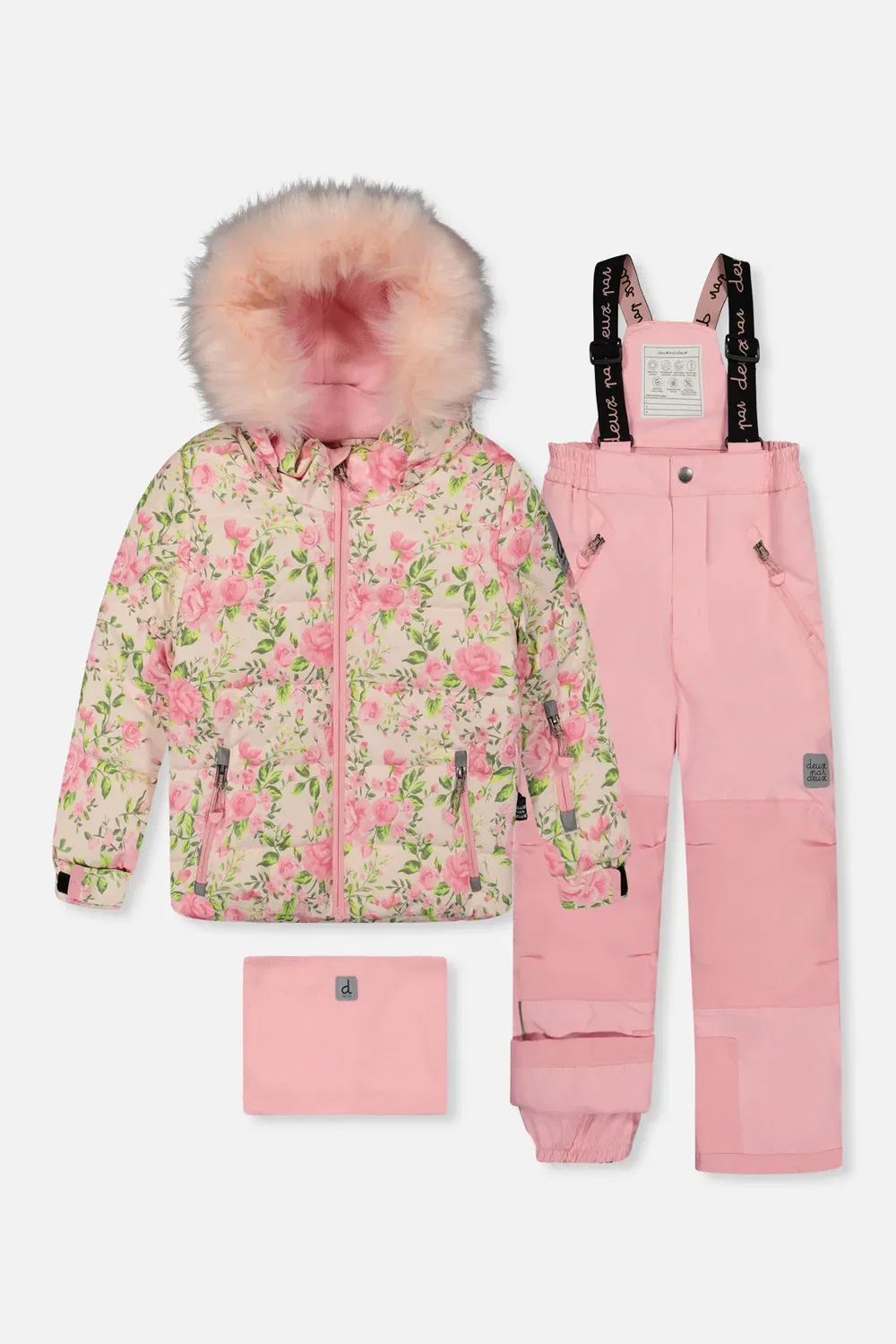 Детский зимний комплект из двух предметов с утеплителем Pink Mini Flower Print Deux par Deux, Pink Mini Flower Print