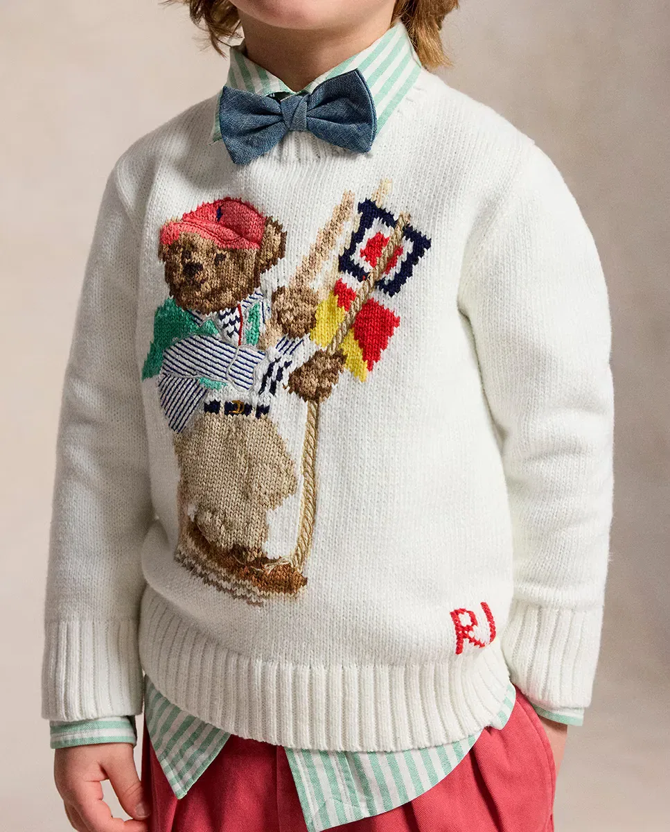 Детский джемпер для мальчиков хлопковый Polo Bear Polo Ralph Lauren, Blanco Roto — фото 2