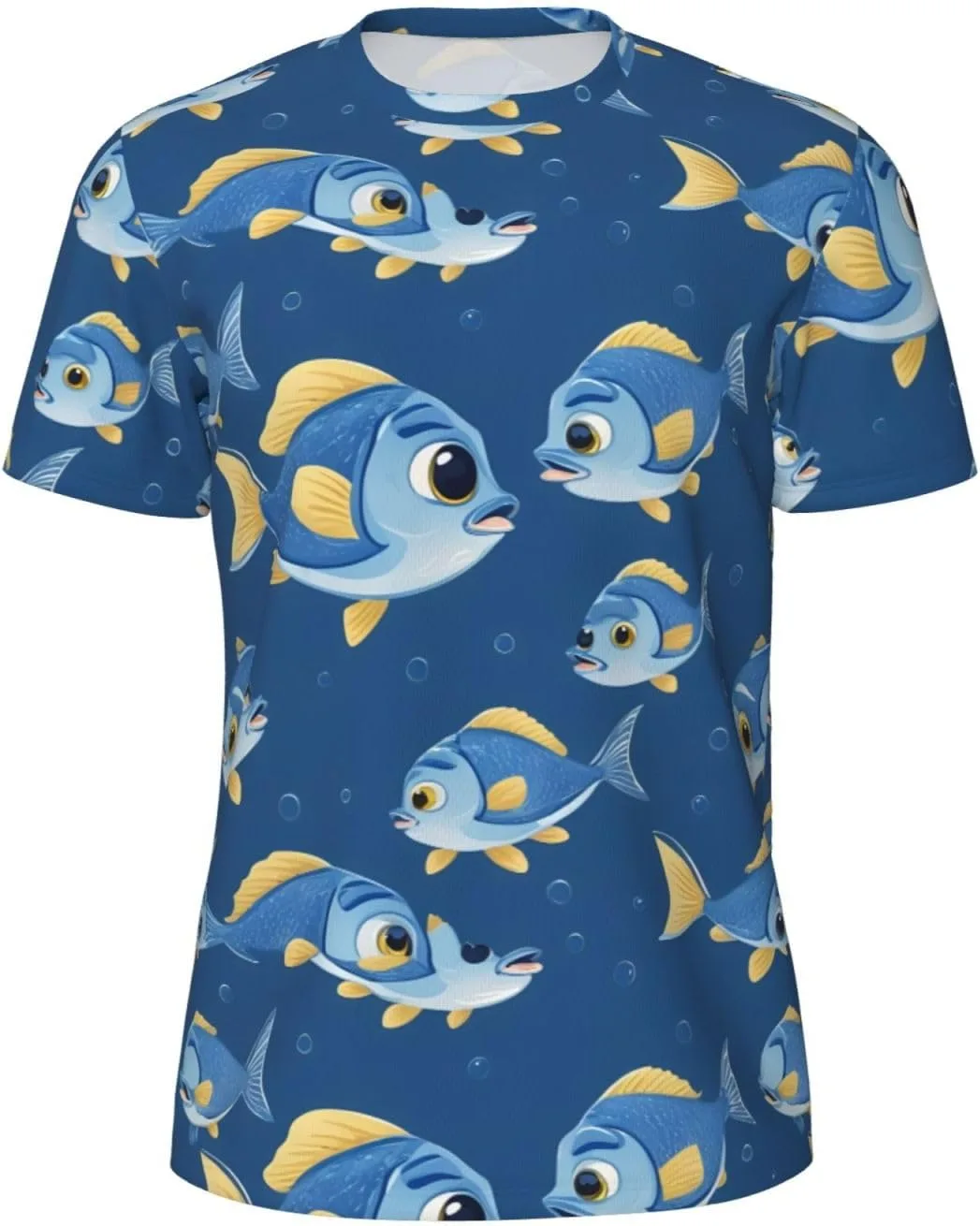 

Стильная летняя футболка с принтом синей рыбки для мужчин, легкая и дышащая SDFHU