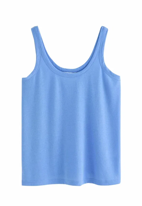 Топ майка из полиэстера с эластаном Regular fit - scoop neck vests 2 pack, Next, Ecru, синий — фото 3