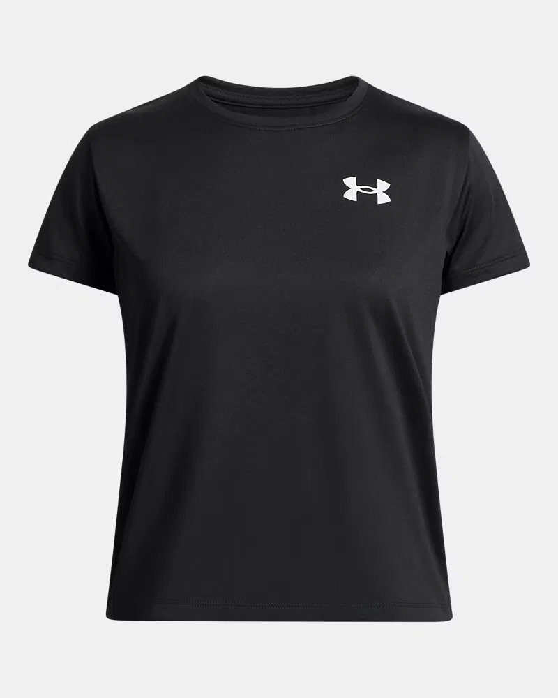 Футболка для девочек с коротким рукавом из быстросохнущей ткани UA Tech UnderArmour, Black/White