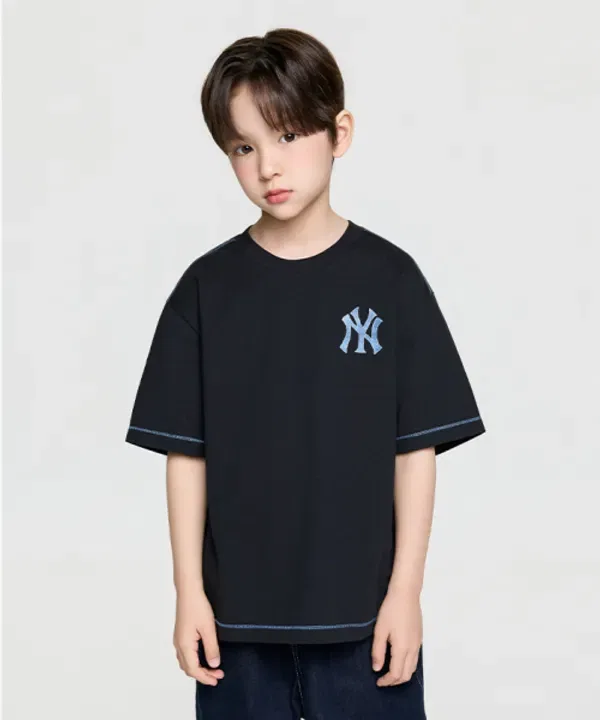 Футболка с монограммой, оверсайз, Mlb Kids, черный