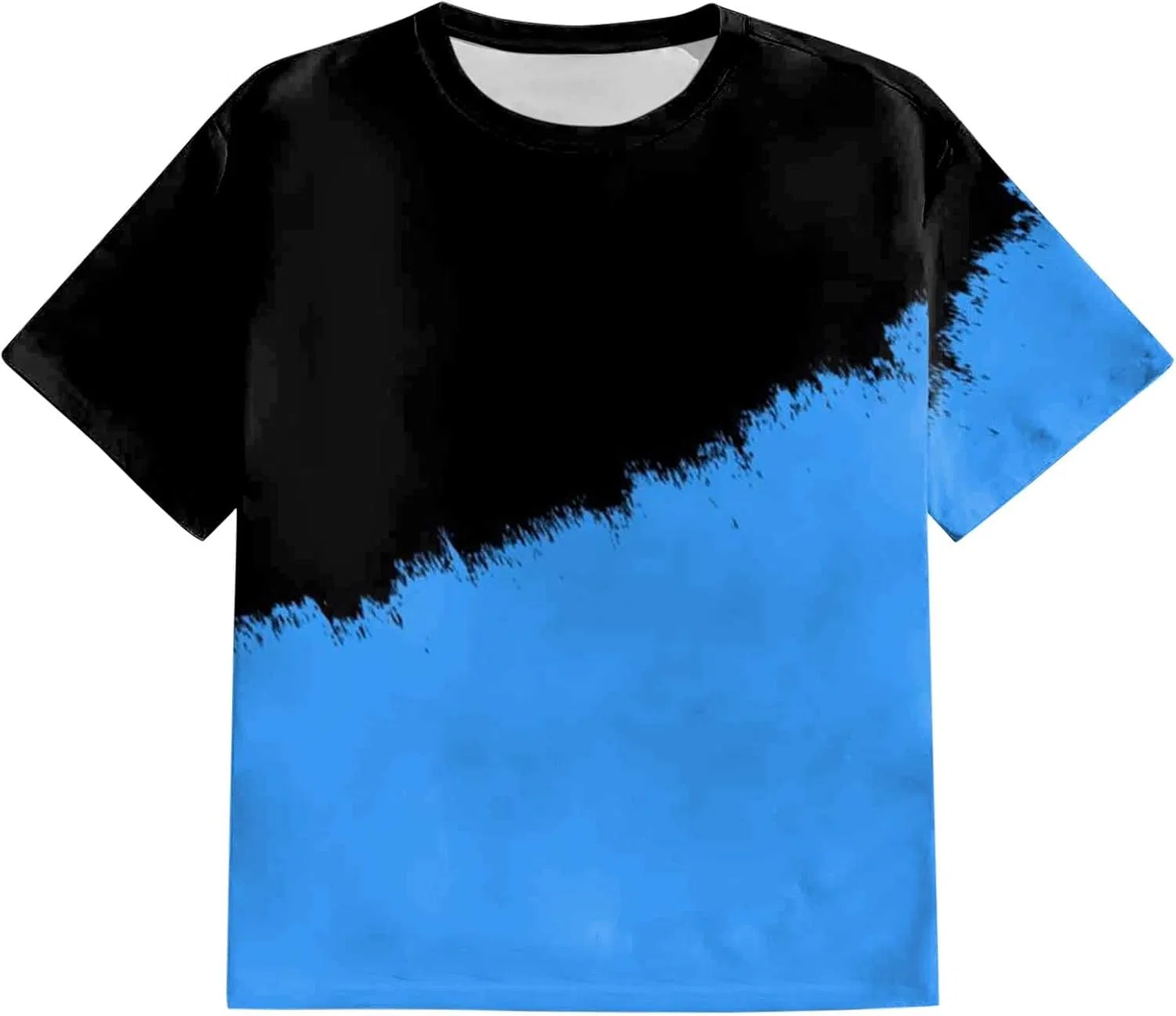 Мужская футболка с цветовым блоком, хлопковая, Crew Neck, синий — фото 3