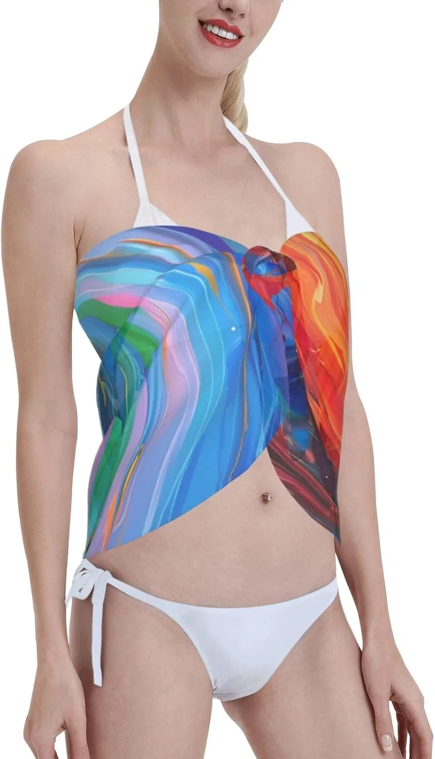Женская пляжная накидка-парео с 3D-принтом, Polyester, 3d Swirling — фото 4