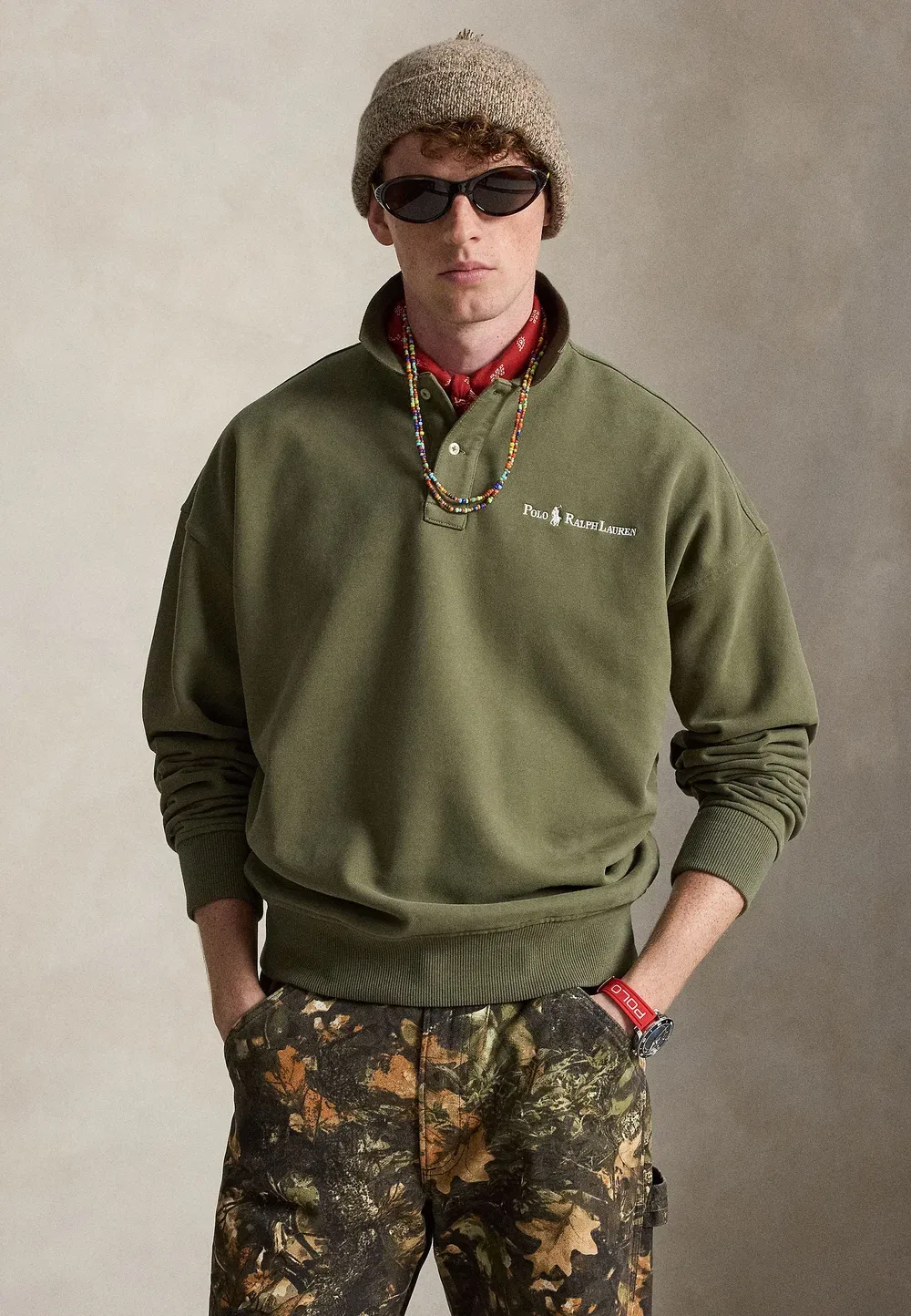 Свободная толстовка с воротником и логотипом Polo Ralph Lauren, Cruise Olive