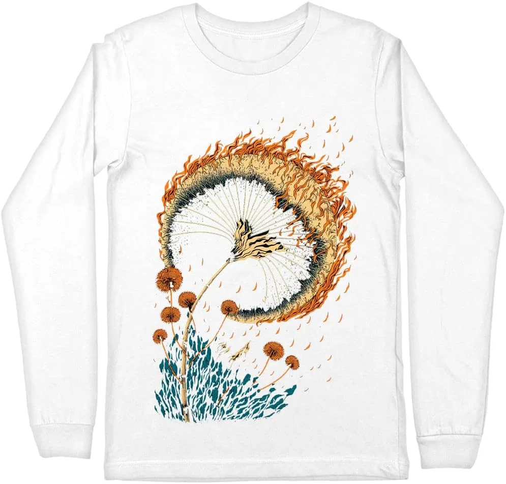 Женская футболка с длинным рукавом Flame Print, White