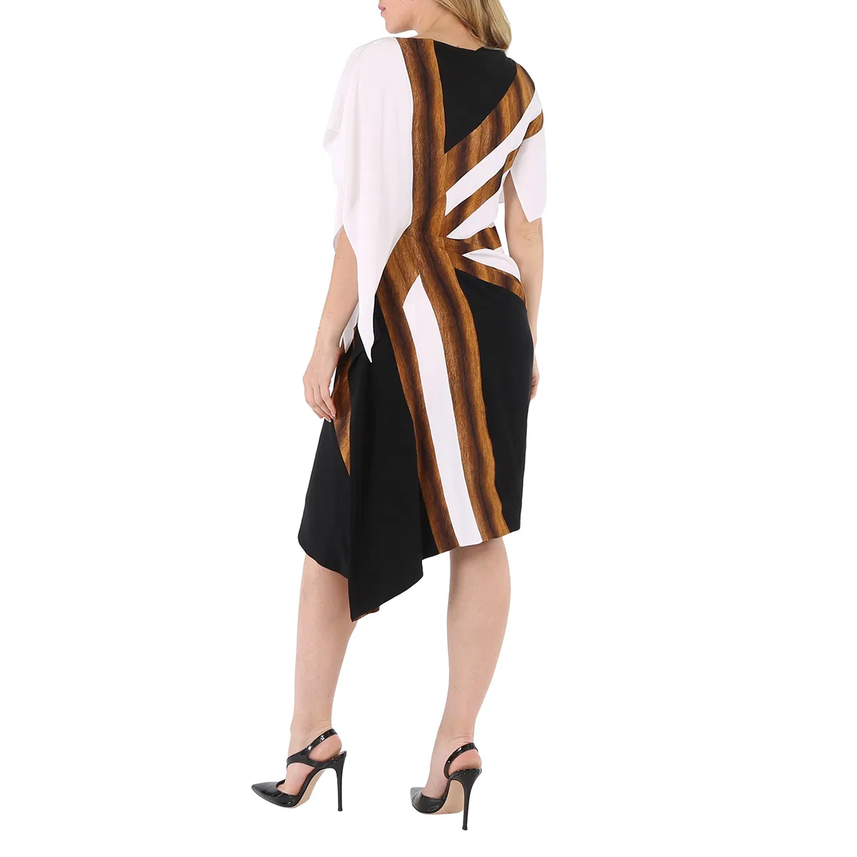 Платье асимметричное из шелка с принтом Flag Intarsia Burberry, Black — фото 4