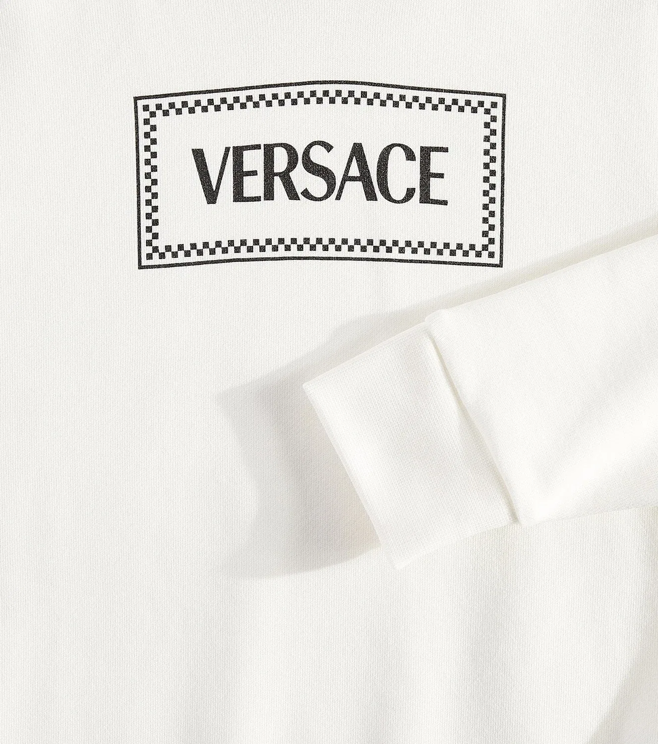 Худи из хлопкового джерси с винтажным логотипом 90-х годов Versace Kids, белый — фото 3