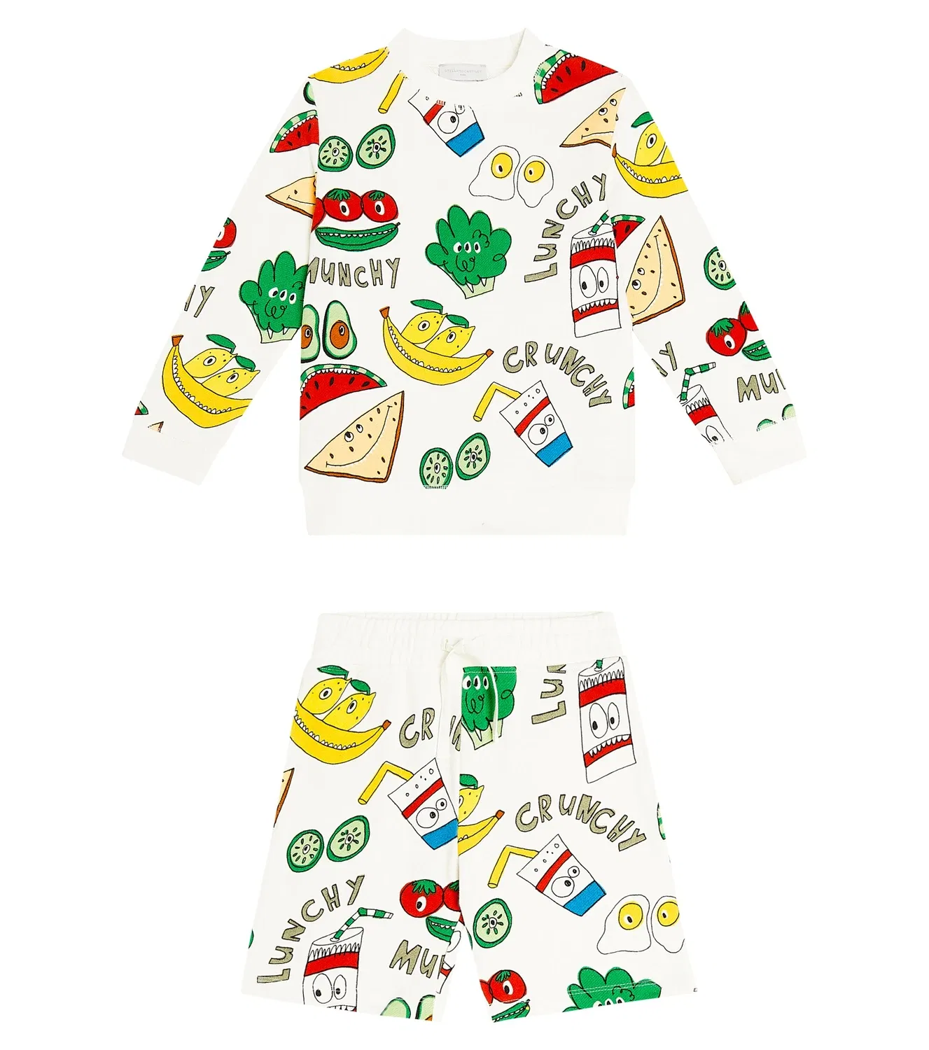 Комплект спортивного костюма из хлопкового флиса с принтом Stella Mccartney Kids, белый