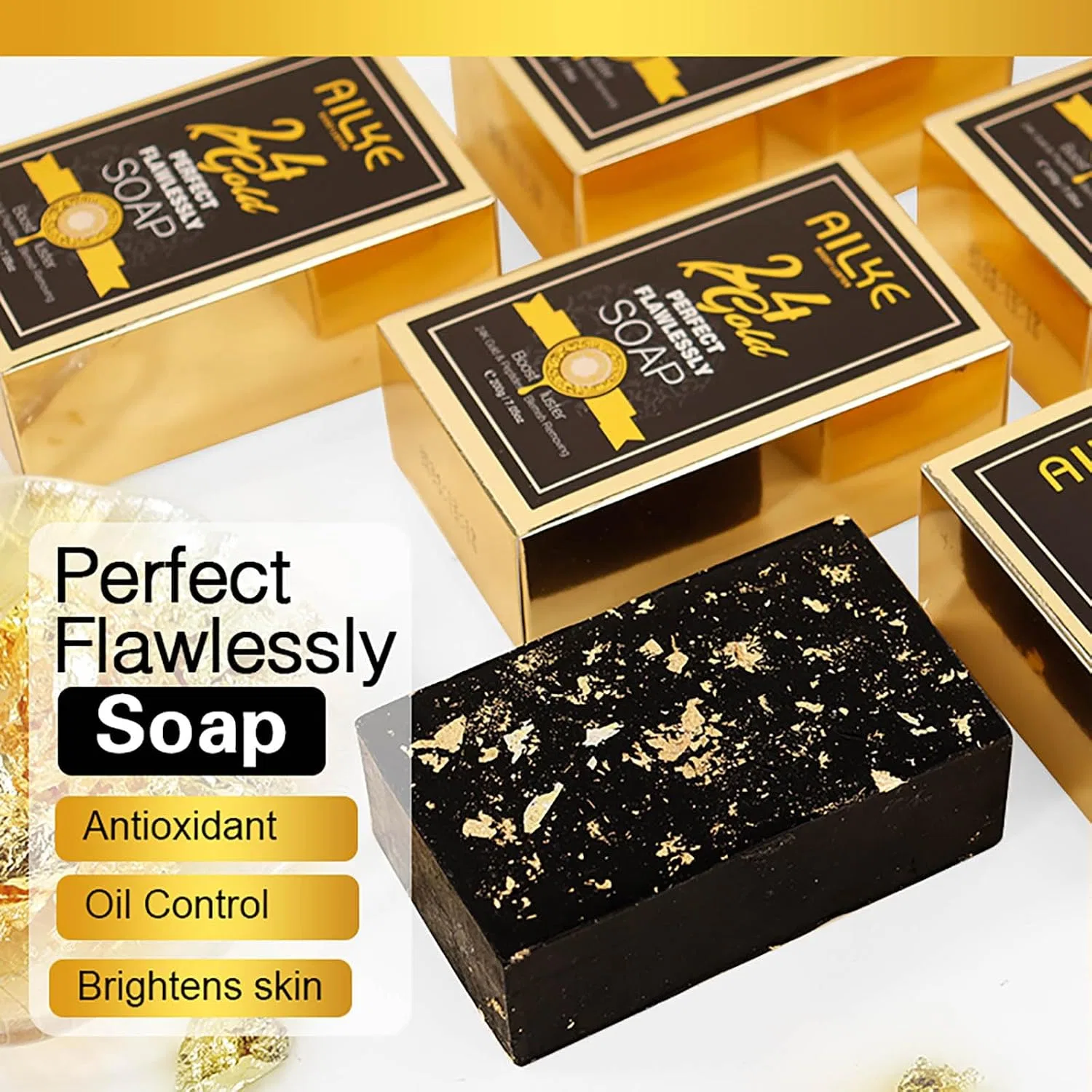Мыло для лица и тела AILKE 24K Perfect Flawlessly Whitening, 200 г, Pack of 5 Ailke Boost Luster — фото 2