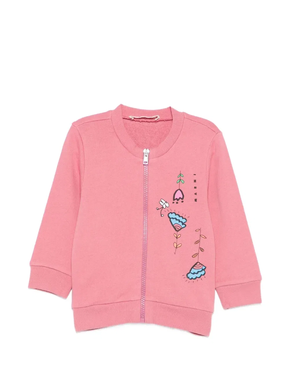 Свитер на молнии с графическим принтом Marni Kids, розовый