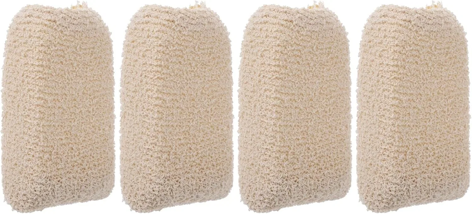 Набор банных губок, TOYANDONA, 4 шт, хлопок и лен, 15x10x4 см, Beige