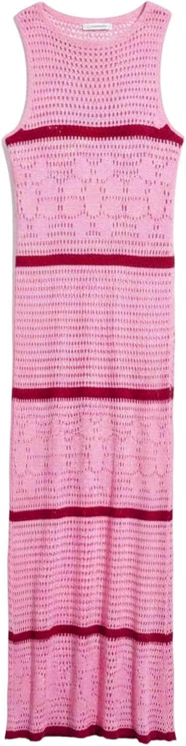 Женское летнее платье с вырезами без рукавов, облегающее, Hot Pink — фото 4