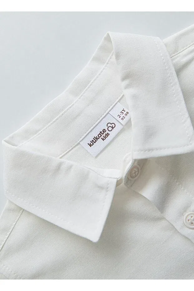 Детская рубашка для мальчиков органическая Yuri Shirt Kitikate, Ecru — фото 3