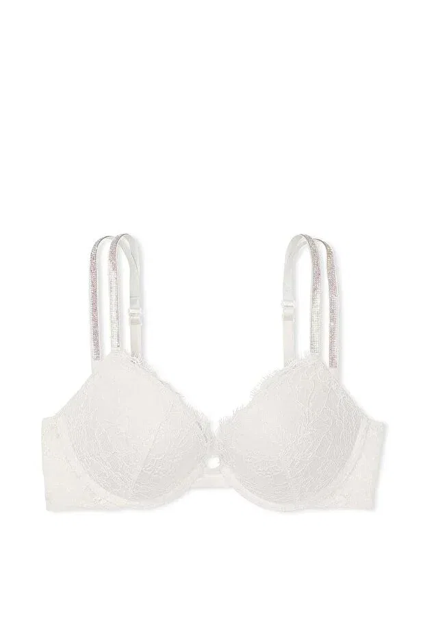 Женский бюстгальтер кружевной с пуш-ап Shimmering Double Strap Lace Push-Up Bra Victoria'S Secret, White — фото 3