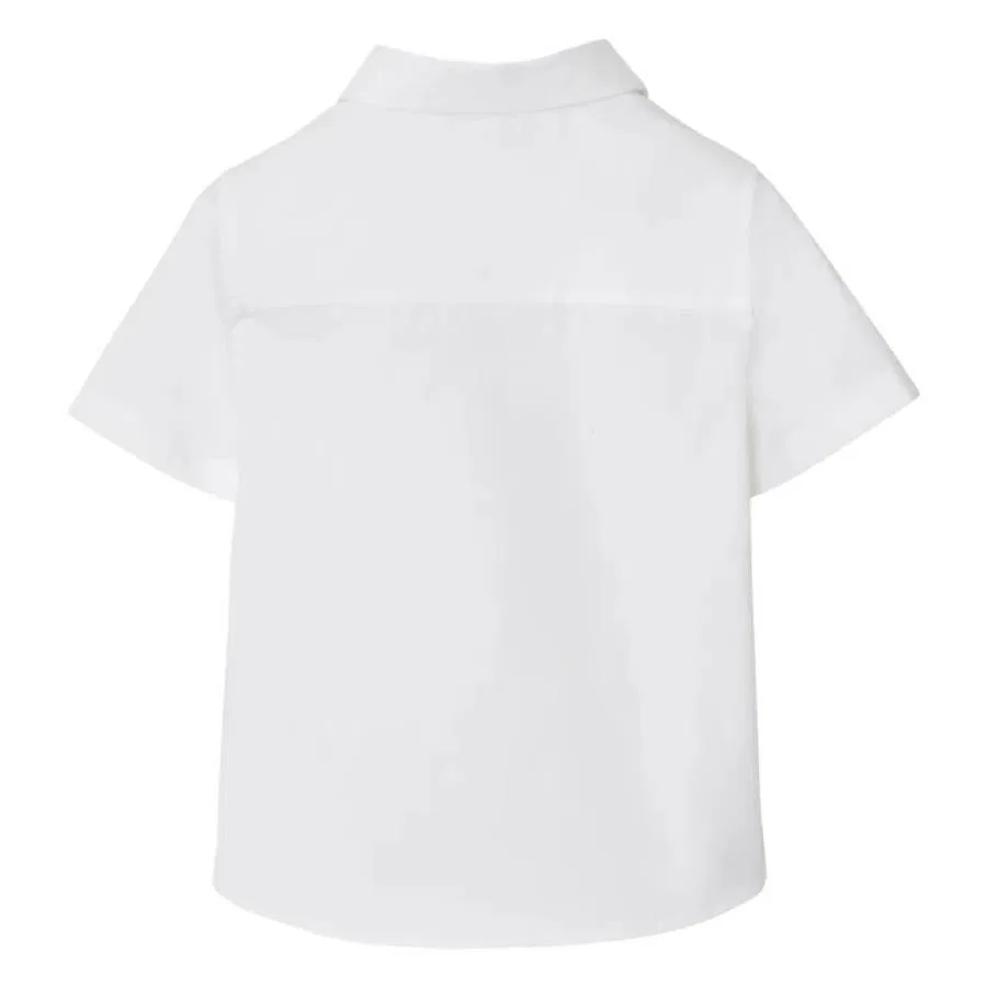 Рубашка хлопковая с вышивкой Toddler EKD Burberry, White — фото 2