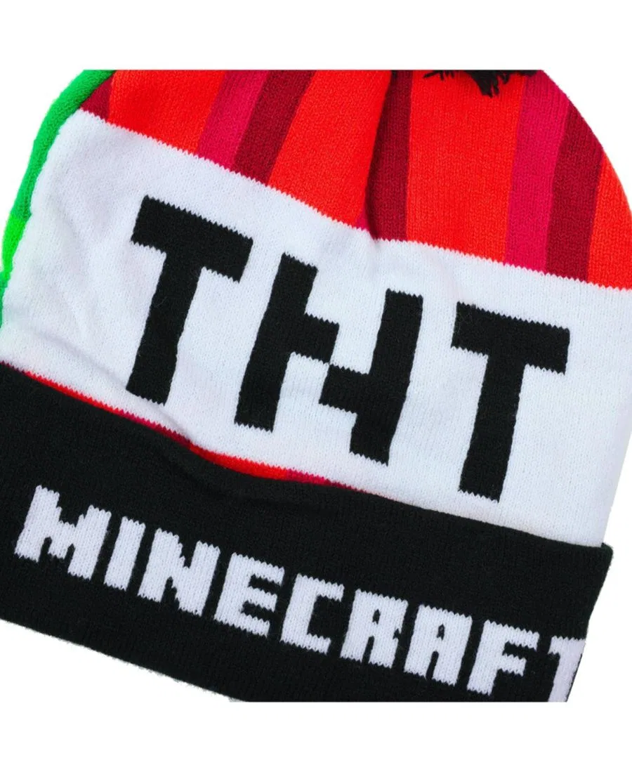 Комплект из двух шапок и варежек Creeper TNT Minecraft, Black Orange & White — фото 3