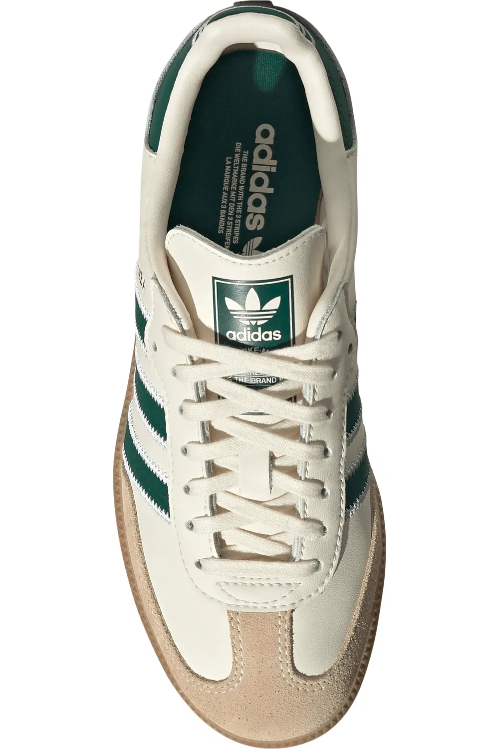 Детские кроссовки футбольные Samba adidas, Cream White/Green/Gum — фото 4