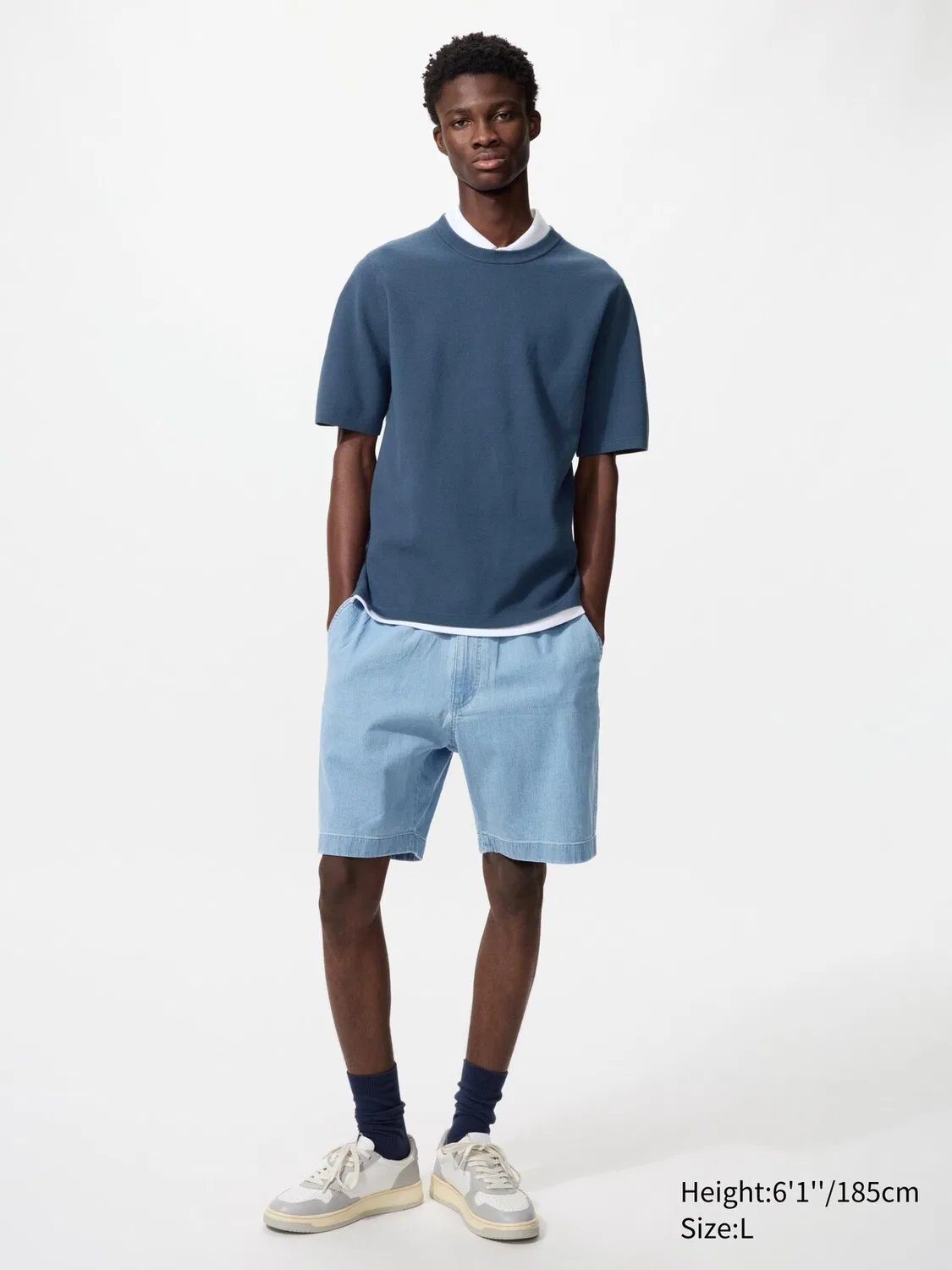 Шорты Uniqlo, эластичные, джинсовые, синие