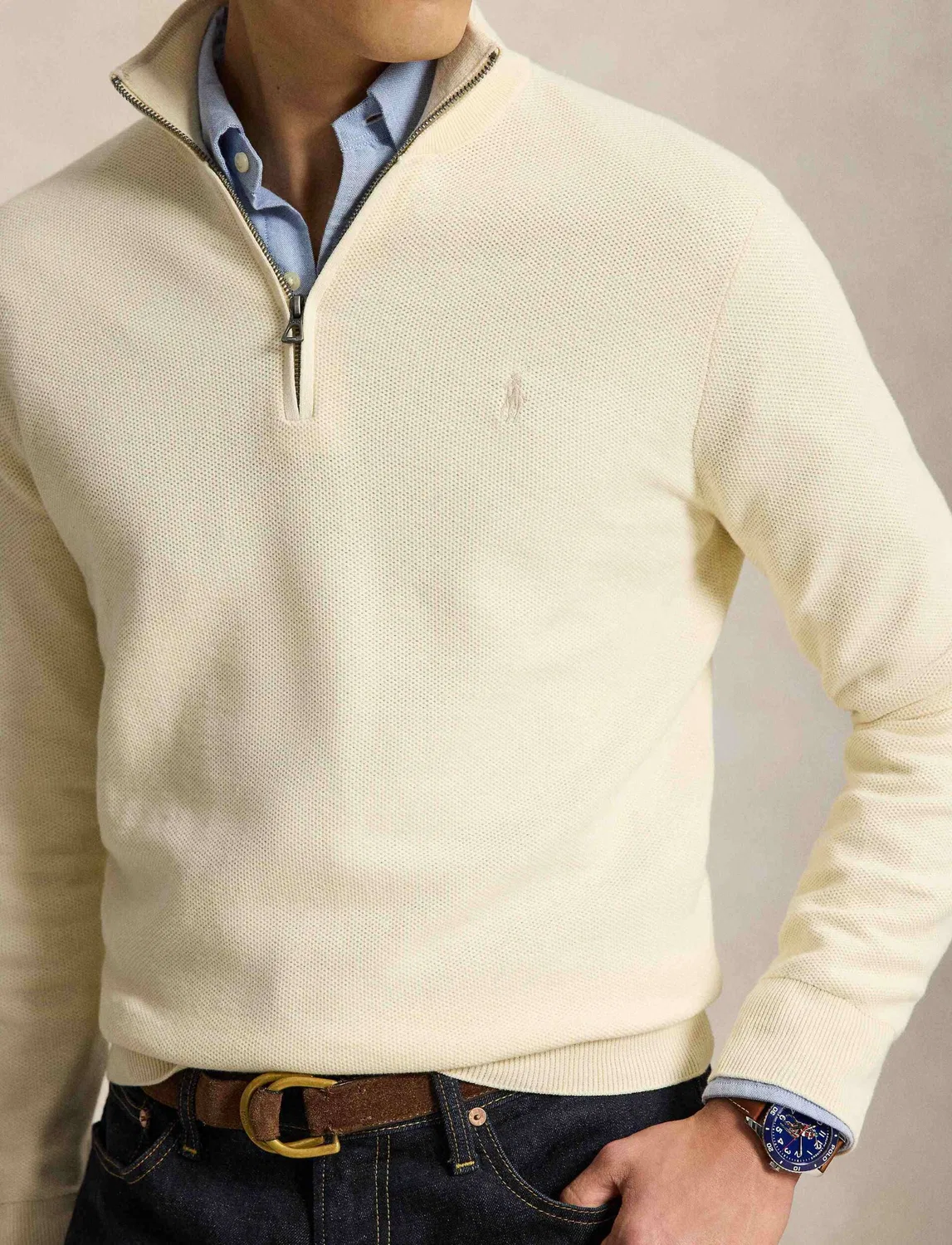 Свитер с молнией Polo Ralph Lauren, Crema — фото 4