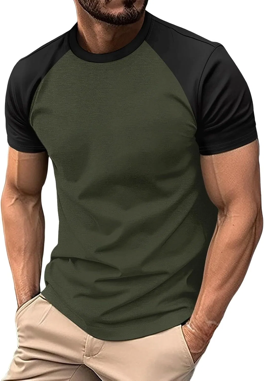 Мужская спортивная футболка с цветными блоками Raglan, Green