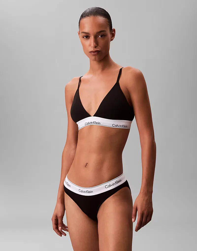 Бралетт треугольный с легкой подкладкой Icon Cotton Modal Calvin Klein, черный