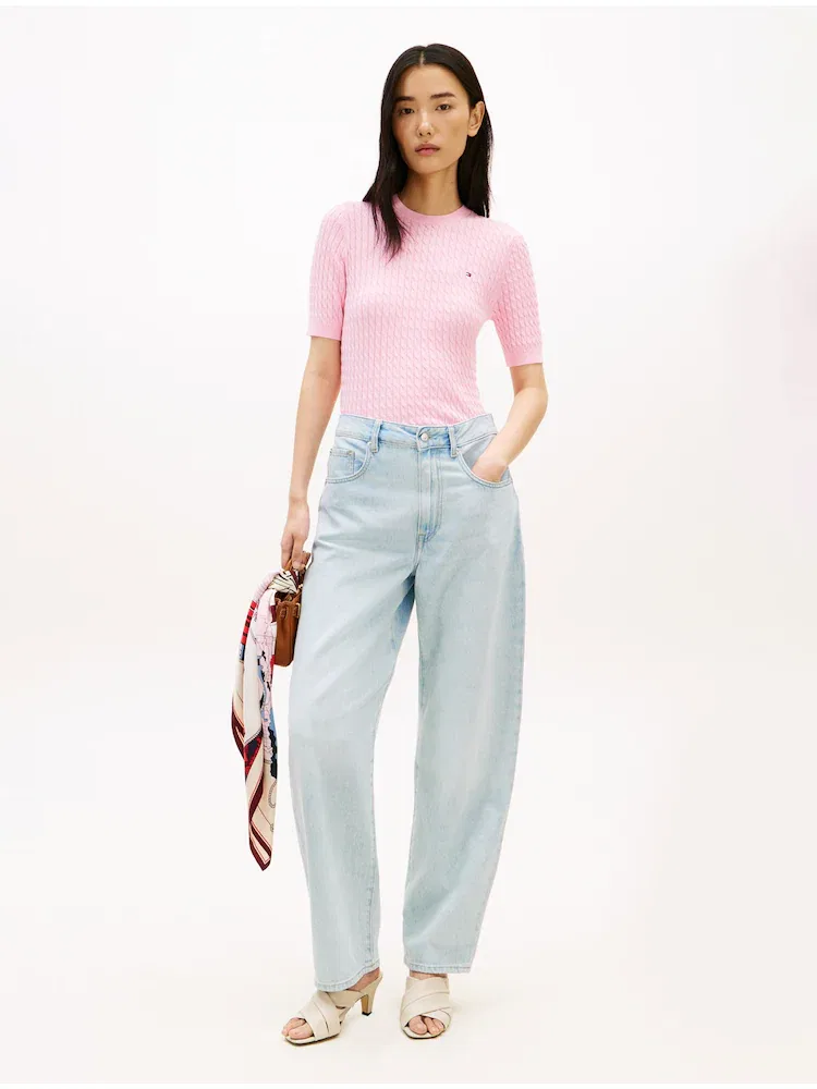 Свитер женский с кабельным узором TOMMY HILFIGER, Light Pink — фото 2