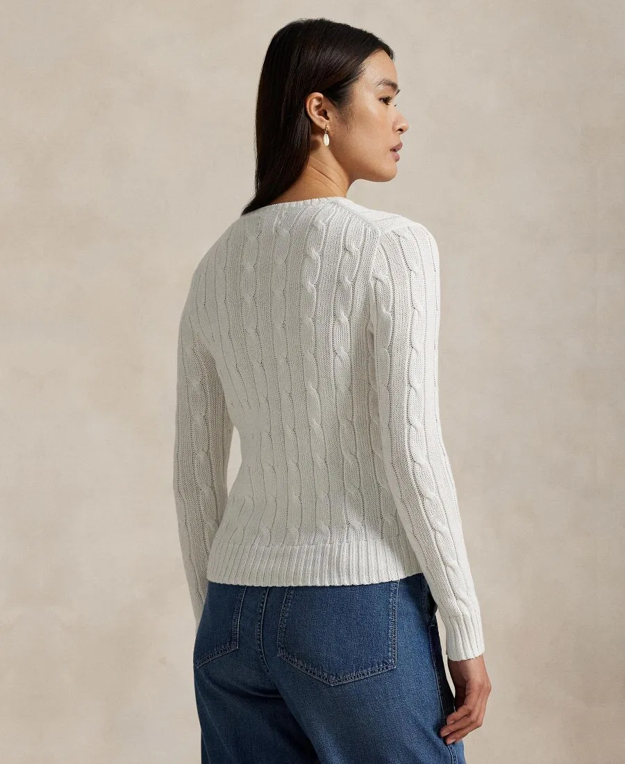Свитер из хлопка с косами, с длинным рукавом Polo Ralph Lauren, Classic White — фото 2